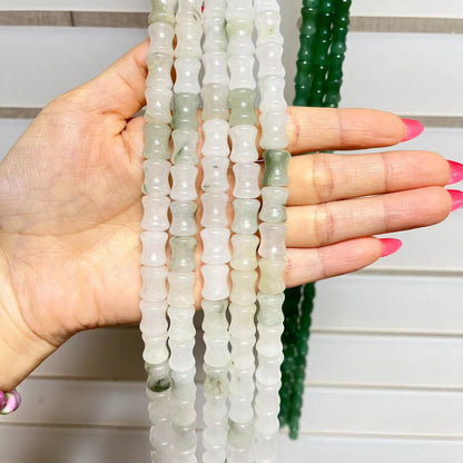 Natural Shetai Jade Chunky Bamboo Shape Beads 15” Strand Beads 8x12MM