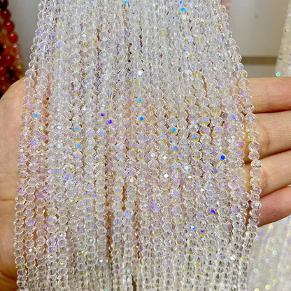 10Pcs Common Quality Man Made Sparkly Crystal Glass Beads 17"Strand for DIY