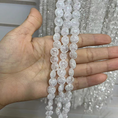Natural Clear Quartz Crackle Button Shape 15'' Strand Beads 6x10MM