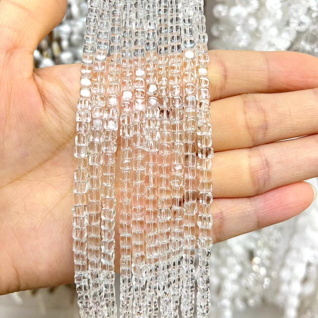 Small Natural A Grade Clear Quartz Cube Beads 15"-15.5" Strands Beads 4x4MM