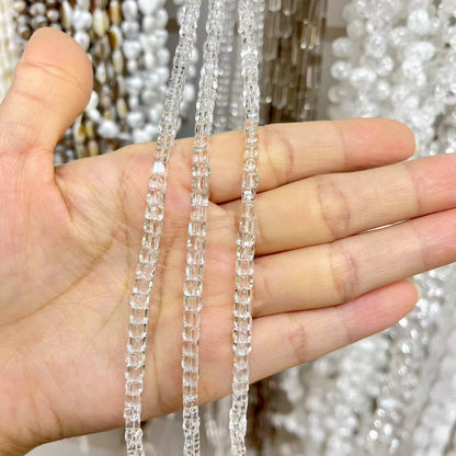 Small Natural A Grade Clear Quartz Cube Beads 15"-15.5" Strands Beads 4x4MM