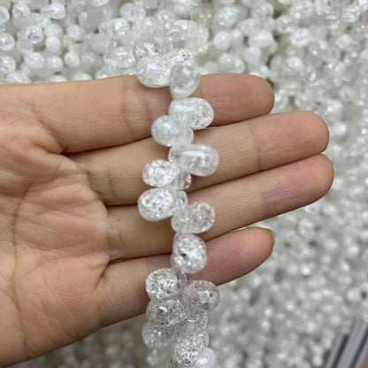 Natural Clear Quartz Tear Drop Crackle 15'' Strand Beads 6x10/7x10/8x12/10x14MM