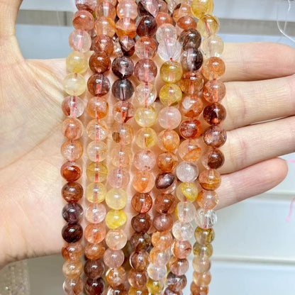 High Quality Round Fire Quartz Beads for 3-Layered Bracelet & Necklace 21" beads 8MM