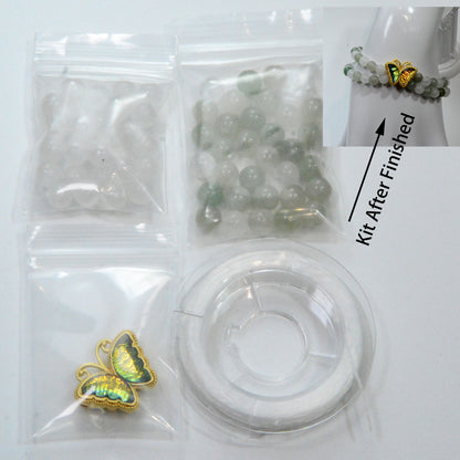 2-Layered Bracelet Making Kit Butterfly Bracelet DIY Craft Kit(White Jade&Jadlite&Butterfly Accesorries) with Tutorial Link
