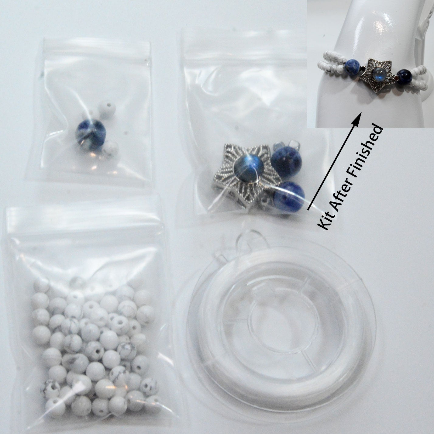 2-Layered Howlite Bracelet Making Kit Star Bracelet DIY Craft Kit(Howlite&Star Accesorries) with Tutorial Link