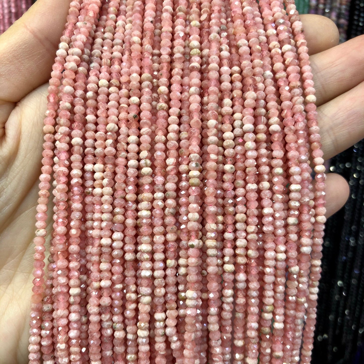 3MM 2Pcs Natural Small Round Faceted DIY Beads Multiple 15-15" Strands