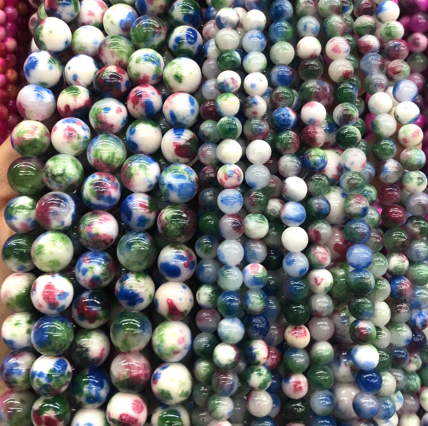 【3 Strands≈6 Bracelets】Crystal Beads DIY Bag Dyed Honey Calcite K Group 【Every order will go with the free needle(Random pick）,string(Random pick）