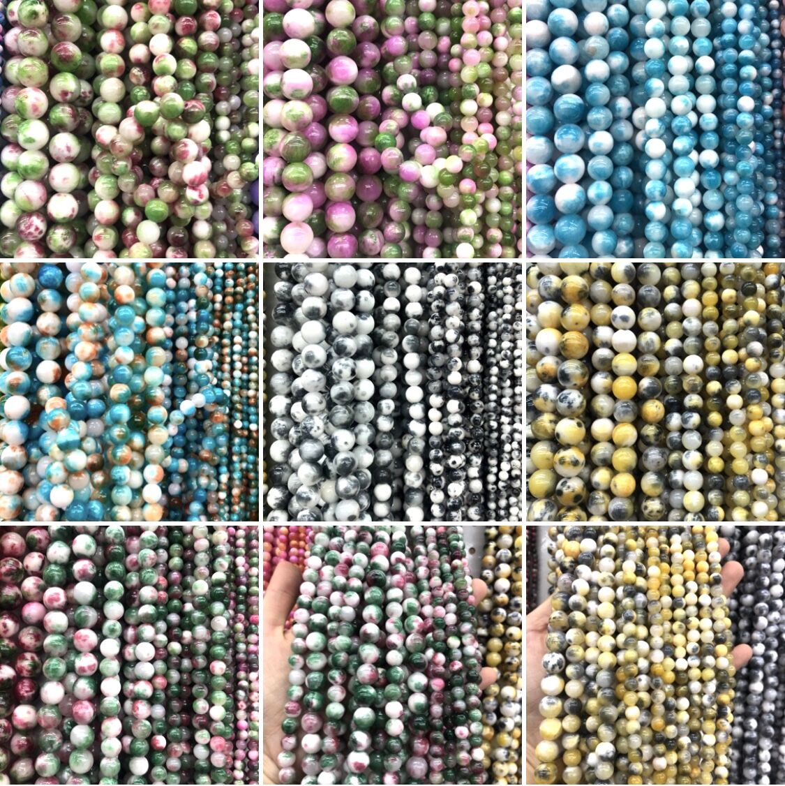 【3 Strands≈6 Bracelets】Crystal Beads DIY Bag Dyed Honey Calcite K Group 【Every order will go with the free needle(Random pick）,string(Random pick）