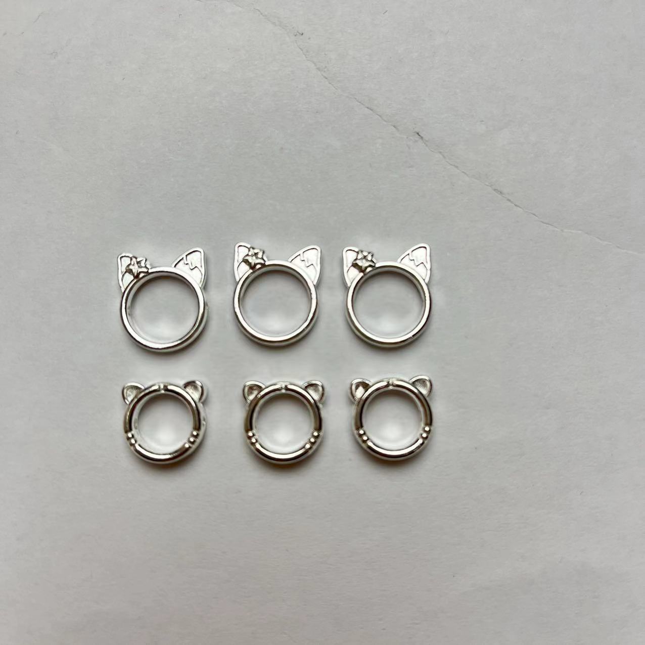 Silver Cute Bunny Beads Frame Charms Set for Jewelry Making DIY Crafts(2 items mix)