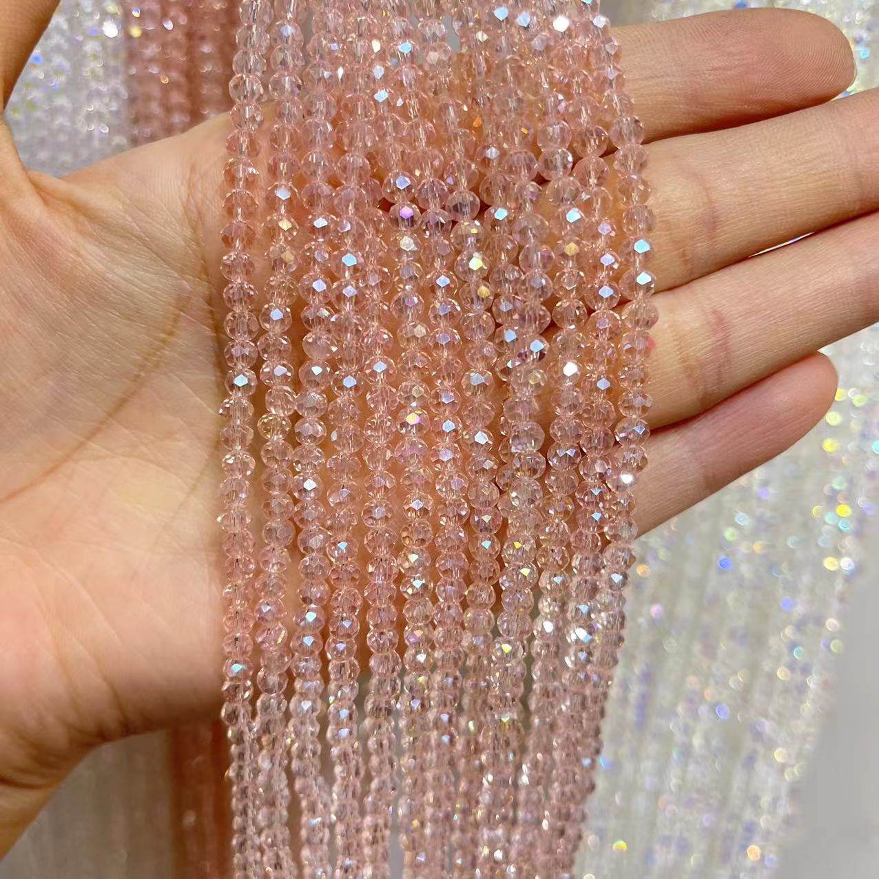 10Pcs Common Quality Man Made Sparkly Crystal Glass Beads 17"Strand for DIY
